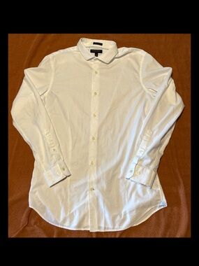 Banana Republic Grant Fit 120s Supima Cotton White Shirt Mens Large Button Up